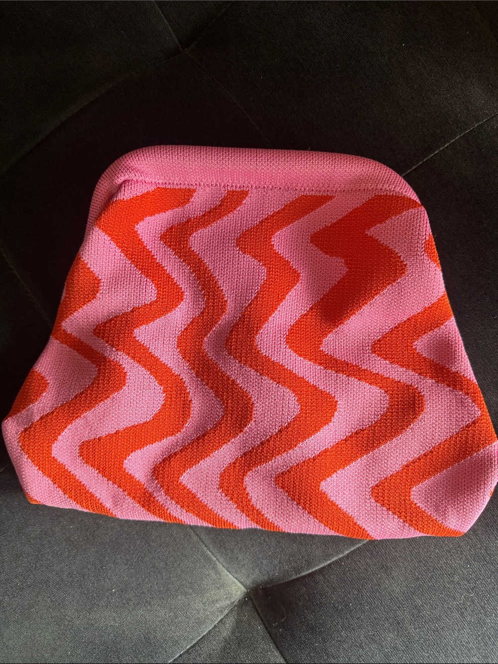 Pink & Orange Zigzag Knit Pouch